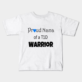 Proud Nana - Black Text - Blue Heart Kids T-Shirt